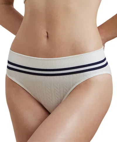 Ralph Lauren Women's Cricket Cable-texture High-cut Brief Underwear 4l0192 In Silk White