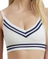 Ralph Lauren Women's Cricket Cable-texture Seamless Wireless Bra 4l0188 In Silk White