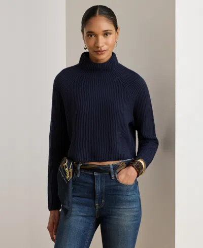 Ralph Lauren Women's Cropped Mock Neck Sweater In Blue
