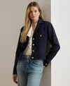 Ralph Lauren Womens Cropped Wool Blend Twill Jacket 0p 18 In Blue