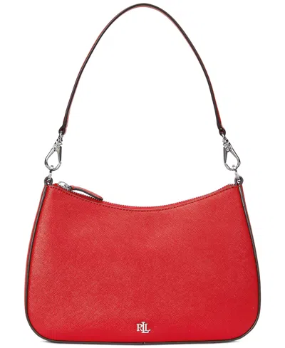 Ralph Lauren Women's Crosshatch Leather Medium Danni Shoulder Bag In Red