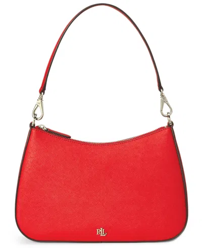Ralph Lauren Women's Crosshatch Leather Medium Danni Shoulder Bag In Red