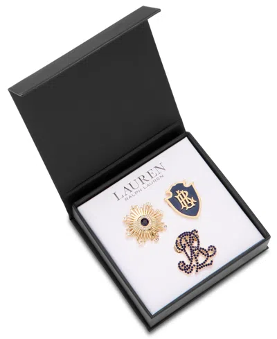 Ralph Lauren Women's Crystal Gold-tone Royal Pave Trio Brooch In Multi