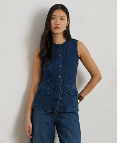 Ralph Lauren Denim Sleeveless Shirt In Maxen Wash In Blue