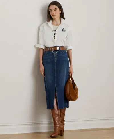 Ralph Lauren Women's Denim-mahlan Midi Skirt In Blue