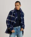 Ralph Lauren Women's Double-breasted Plaid Coat In Blue