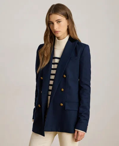 Ralph Lauren Women's Double-breasted Twill Blazer In Blue