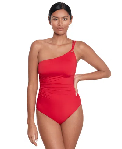 Ralph Lauren Women's Double-strap One-shoulder Swimsuit