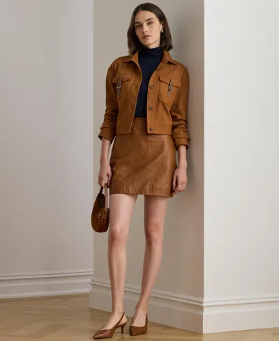 Ralph Lauren Women's Embossed Pencil Mini Skirt In Brown