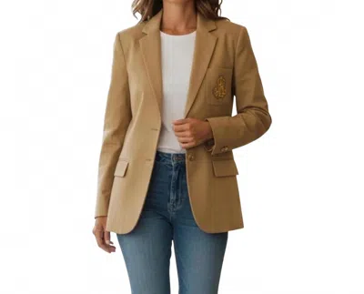 Ralph Lauren Women's Embroidered Crest Blazer In Tan In Multi