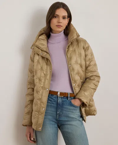 Ralph Lauren Women's Embroidered Puffer Coat In Brown
