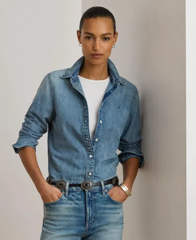 Ralph Lauren Women's Embroidered Shirt In Blue