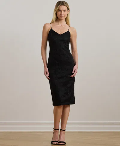 Ralph Lauren Women's Embroidered Sleeveless Cocktail Dress In Black