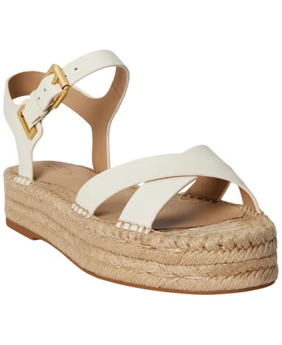 Ralph Lauren Emeryn Leather Espadrille In Soft White
