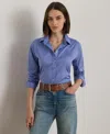 Ralph Lauren Women's End On End Kott Long Sleeve Relaxed Fit Shirt In Blue