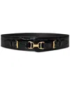 Ralph Lauren Women's Equestrian Croc-embossed Leather Belt In Black