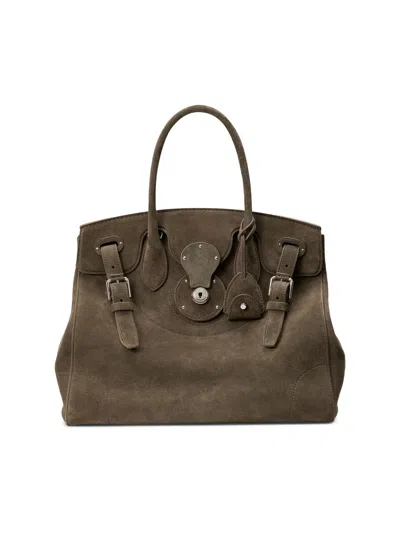 Ralph Lauren Women's Extra-soft Ricky 33 Suede Top Handle Bag In Dark Taupe