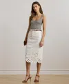 RALPH LAUREN WOMEN'S EYELET DENIM MIDI SKIRT
