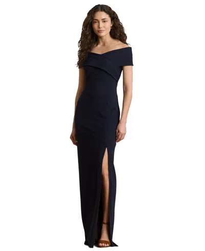 Ralph Lauren Women's Faille Off-the-shoulder Gown In Navy