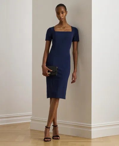 Ralph Lauren Faille Short-sleeve Cocktail Dress In Refined Navy In Blue