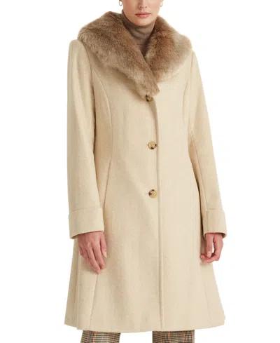Ralph Lauren Women's Faux-fur-collar Coat In Neutral