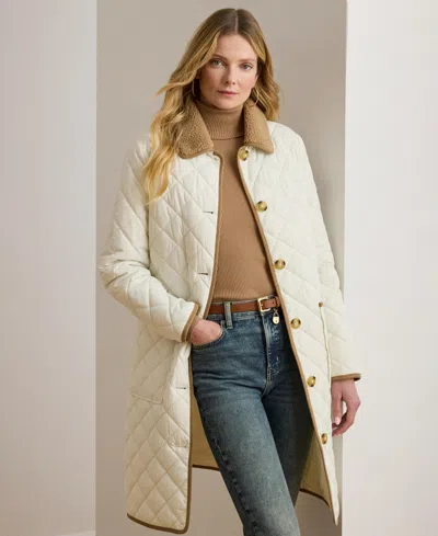 Ralph Lauren Women's Faux-fur-collar Quilted Jacket In White