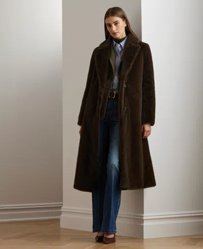 Ralph Lauren Women's Faux-fur Single-breasted Coat In Black