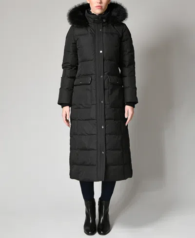 Ralph Lauren Women's Faux-fur-trim Maxi Puffer Coat In Black