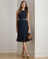 Ralph Lauren Women's Faux-leather-trim Georgette Dress In Blue