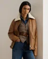 Ralph Lauren Women's Faux Shearling Trim Jacket In Brown