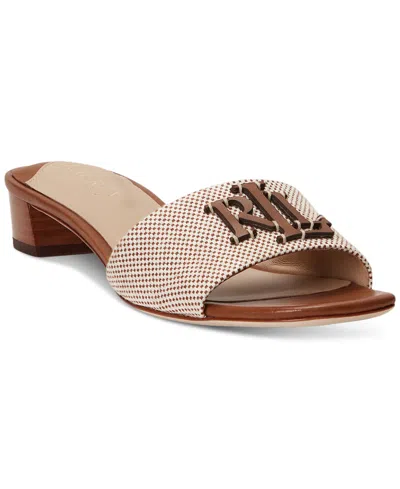 Ralph Lauren Women's Fay Logo Dress Sandals In Natural,deep Saddle Tan