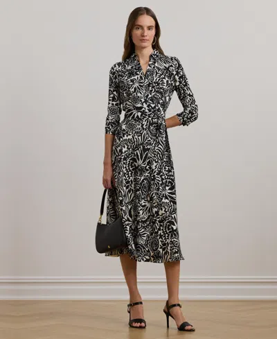 Ralph Lauren Women's Floral Crepe Midi Dress In Cream,black