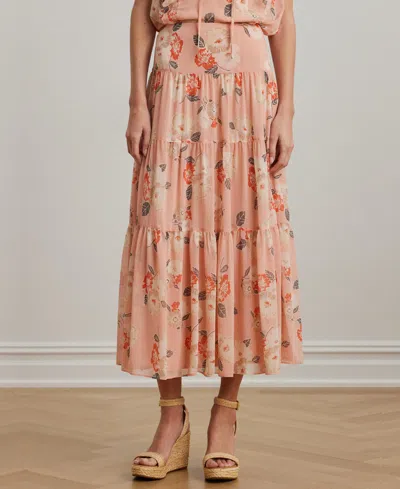 RALPH LAUREN WOMEN'S FLORAL CRINKLE GEORGETTE TIERED SKIRT, REGULAR & PETITE