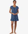 Ralph Lauren Plus Size Flutter Sleeve Short Nightgown In Blue