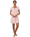 Ralph Lauren Lauren  Print Short Sleeve Nightgown In Pink