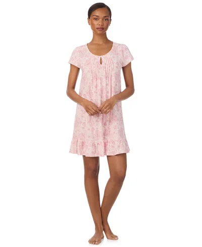 RALPH LAUREN WOMEN'S FLORAL FLUTTER SLEEVE NIGHTGOWN
