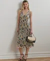 Ralph Lauren Women's Floral Georgette Flutter-sleeve Dress In Black,pink,green