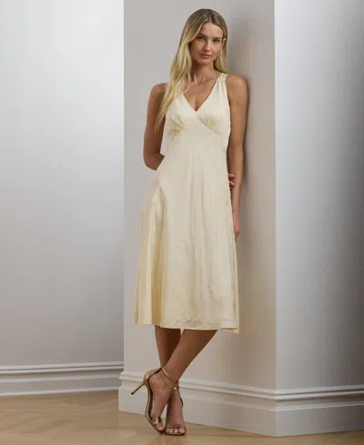 Ralph Lauren Women's Floral Jacquard Sleeveless Dress In Ivory Beige
