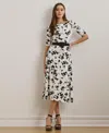 Ralph Lauren Floral-print Midi Dress In Cream,black