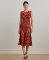 Ralph Lauren Floral Twist-front Stretch Jersey Dress In Multi