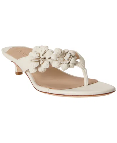 Ralph Lauren Francesca Floral-trim Nappa Sandal In Soft White
