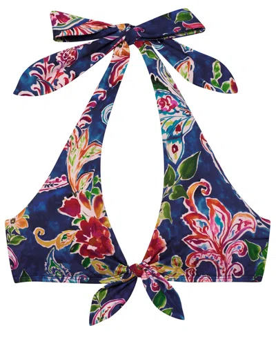 Ralph Lauren Women's Front Tie Halter Bra In Blue