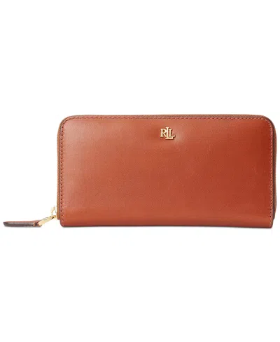 RALPH LAUREN WOMEN'S FULL-GRAIN LEATHER LARGE ZIP CONTINENTAL WALLET