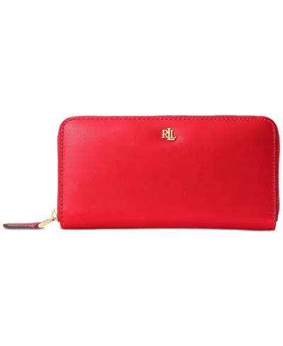 Ralph Lauren Women's Full-grain Leather Large Zip Continental Wallet In Red