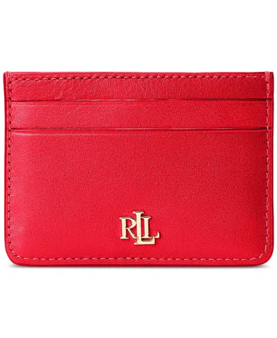 Ralph Lauren Women's Full-grain Leather Small Slim Card Case In Red