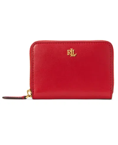 Ralph Lauren Women's Full-grain Leather Small Zip Continental Wallet In Red