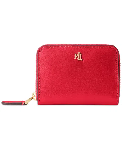 Ralph Lauren Women's Full-grain Leather Small Zip Continental Wallet In Red