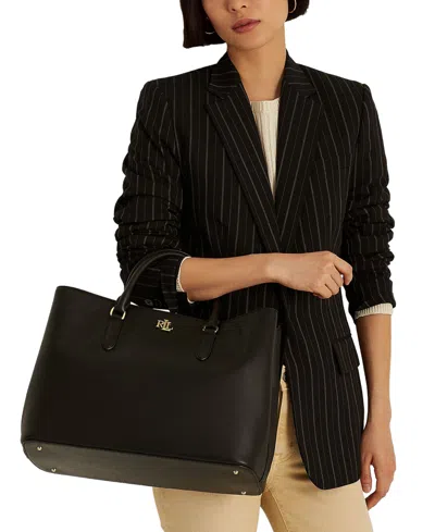 Ralph Lauren Women's Full-grain Smooth Leather Large Marcy Satchel In Black