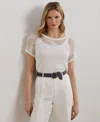 Ralph Lauren Geo-motif Mesh Short-sleeve Sweater In White