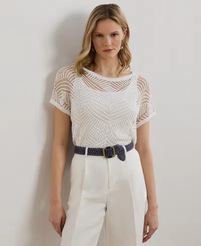 Ralph Lauren Women's Geo-motif Mesh Short-sleeve Sweater